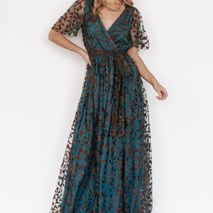 Baltic Born Marseille Embossed Maxi Dress in Jade
